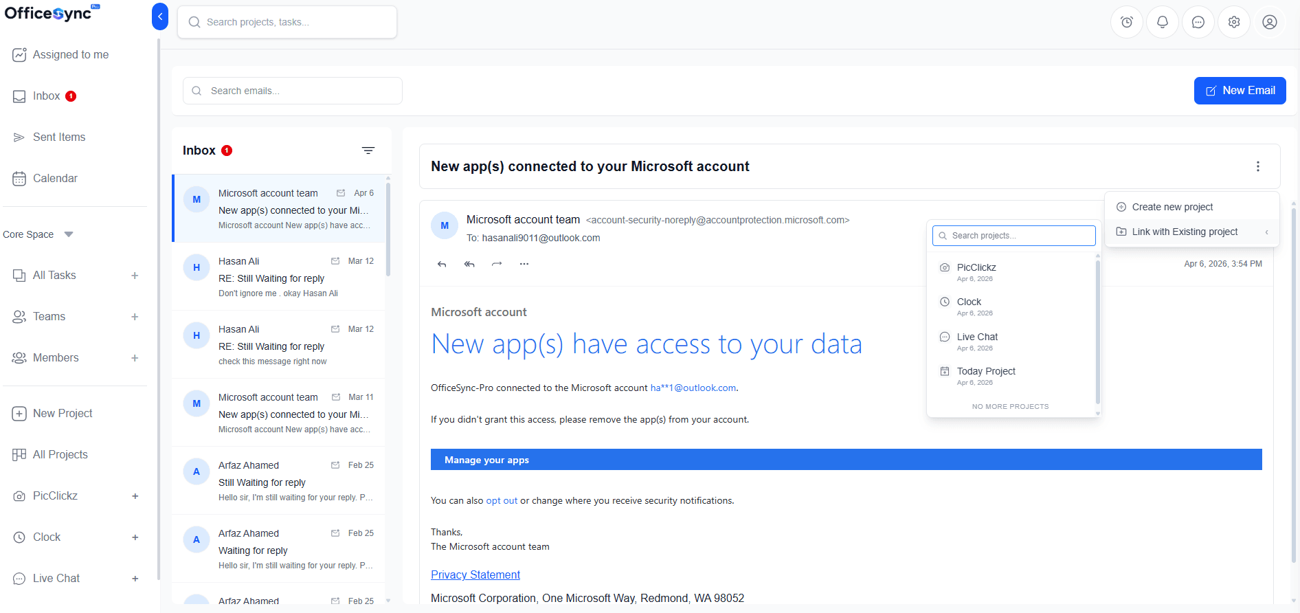 Turn entire email threads into structured projects
